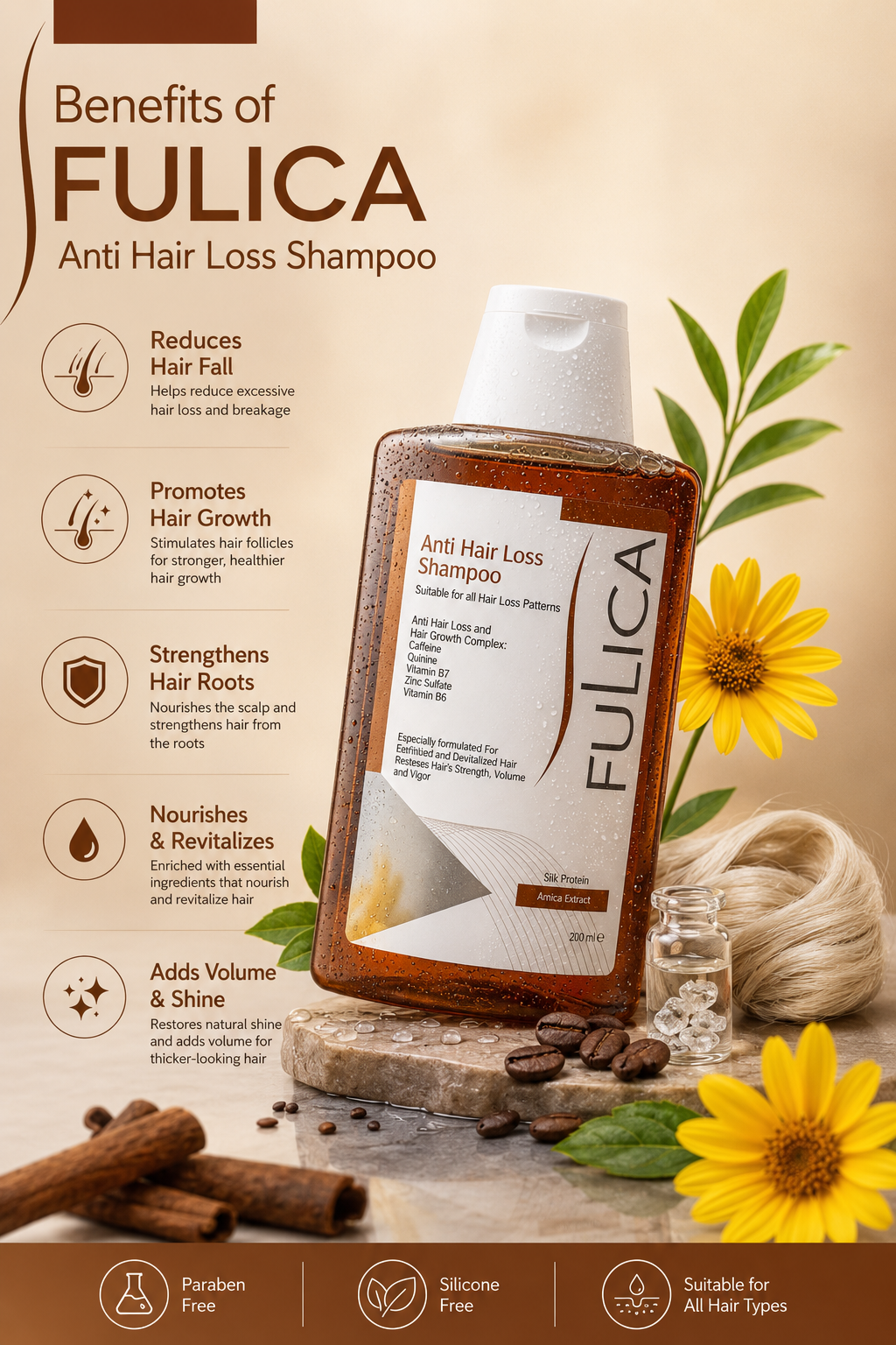 Fulica Anti Hair Loss Shampoo - 200ml - Suitable for all Hair types