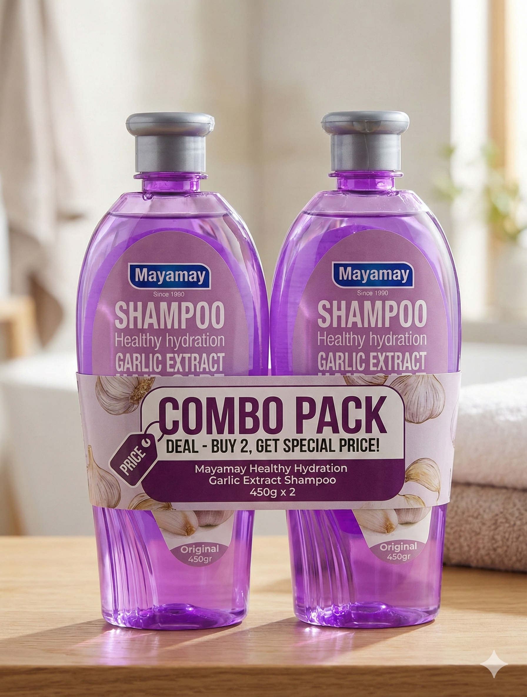 MAYAMAY HAIR CARE GARLIC COMBO PACK BUNDLE (450ml Each)